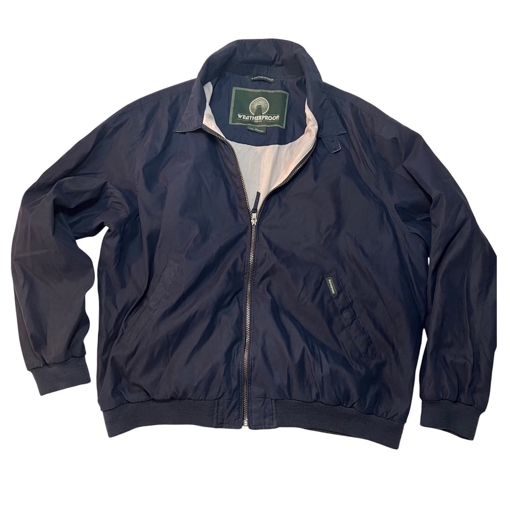 Weatherproof Mens Navy Blue Full‎ Zip Bomber Windbreaker Jacket XL Lightweight
